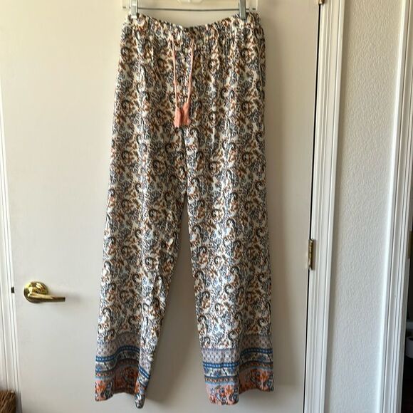 Paparazzi Cotton Drawstring Pants Size XL NWT Peach print - Picture 1 of 6